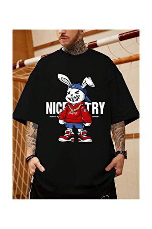 Unisex King Rabbit Baskılı Tshirt