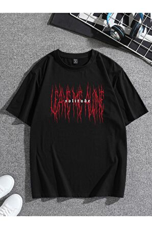 Unisex Solitude Yazılı Tshirt