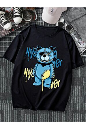 Unisex Blue Bear Baskılı Tshirt