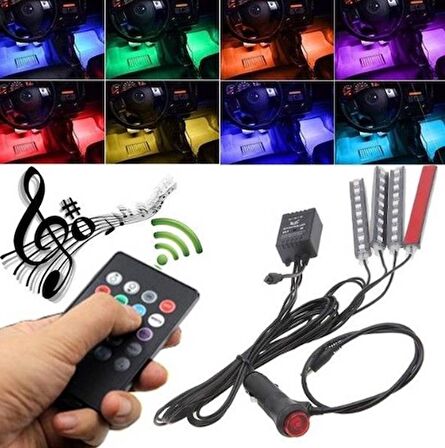 Müziğe Sese Duyarlı Ayak Altı Led Kumandalı RGB Ayak Aydınlatması 8 Renk 12V