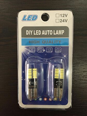 24 Ledli T10 Dipsiz Beyaz Park Ledi Ampulü 12V Cob Led SMD Canbus