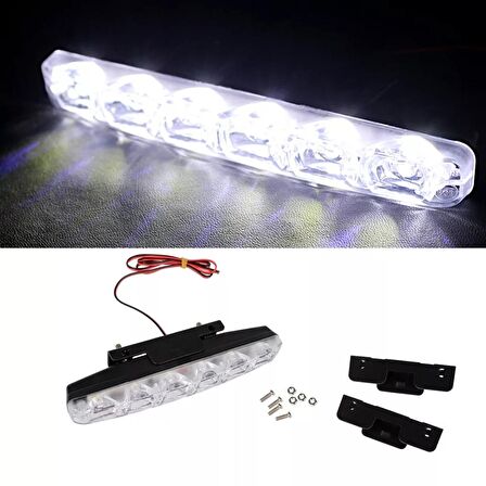 6 Ledli Gündüz Farı Gündüz Ledi DRL Led Lamba 18W Su Geçirmez