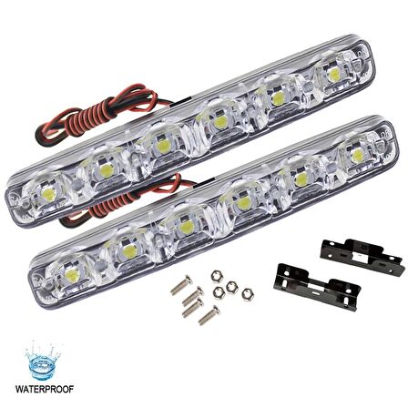 6 Ledli Gündüz Farı Gündüz Ledi DRL Led Lamba 18W Su Geçirmez