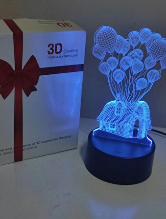 LED ışıklı masa üstü 3D Balonlu Ev 