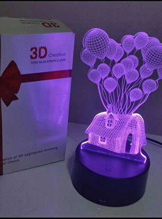 LED ışıklı masa üstü 3D Balonlu Ev 