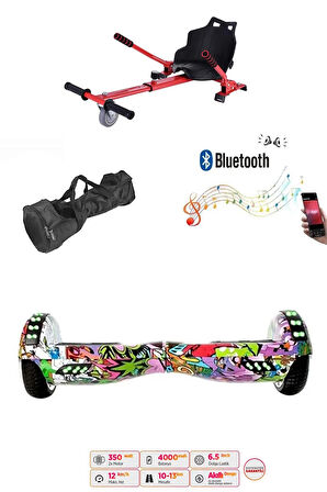 Elektrikli Kaykay Scooter Akıllı Denge Hoverboard + HoverKart + Çanta FULL LEDLİ EXTREM PAKET D04