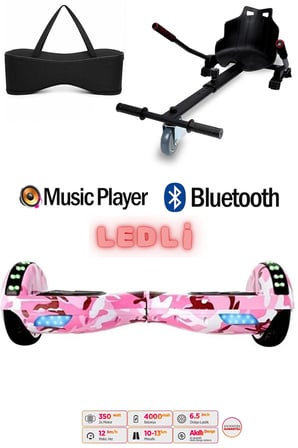 Citymate Elektrikli Kaykay Akıllı Denge Hoverboard + HoverKart + Çanta FULL LEDLİ EXTREM PAKET D05