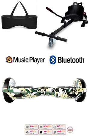Elektrikli Kaykay Scooter Akıllı Denge Hoverboard + HoverKart + Çanta FULL LEDLİ EXTREM PAKET D07