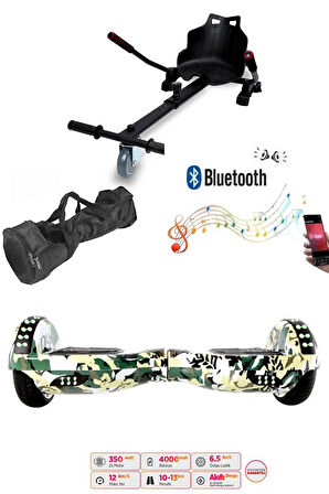 Elektrikli Kaykay Scooter Akıllı Denge Hoverboard + HoverKart + Çanta FULL LEDLİ EXTREM PAKET D07