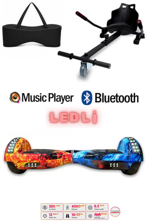 Elektrikli Kaykay Scooter Akıllı Denge Hoverboard + HoverKart + Çanta FULL LEDLİ EXTREM PAKET D10
