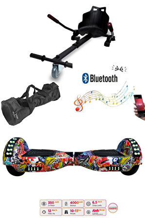 Elektrikli Kaykay Scooter Akıllı Denge Hoverboard + HoverKart + Çanta FULL LEDLİ EXTREM PAKET D11
