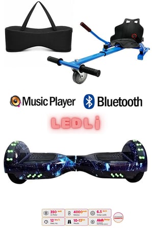 Elektrikli Kaykay Scooter Akıllı Denge Hoverboard + HoverKart + Çanta FULL LEDLİ EXTREM PAKET D12
