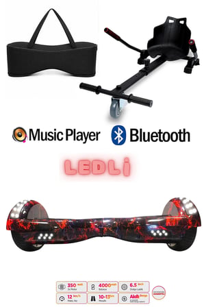 Elektrikli Kaykay Scooter Akıllı Denge Hoverboard + HoverKart + Çanta FULL LEDLİ EXTREM PAKET D15