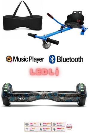 Citymate Elektrikli Kaykay Akıllı Denge Hoverboard + HoverKart + Çanta FULL LEDLİ EXTREM PAKET D18