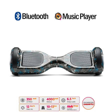Elektrikli Kaykay Scooter Akıllı Denge Hoverboard + HoverKart + Çanta FULL LEDLİ EXTREM88 PAKET D18