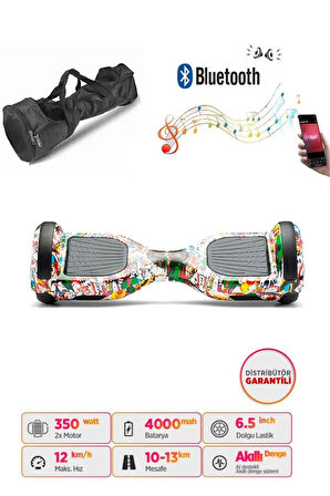 Elektrikli Kaykay Scooter Akıllı Denge Hoverboard + HoverKart + Çanta FULL LEDLİ EXTREM PAKET D19