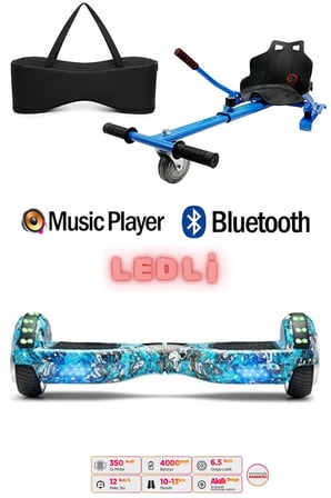 Elektrikli Kaykay Scooter Akıllı Denge Hoverboard + HoverKart + Çanta FULL LEDLİ EXTREM PAKET D20