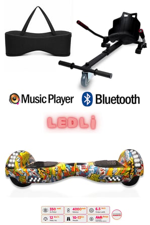 Citymate Elektrikli Kaykay Akıllı Denge Hoverboard + HoverKart + Çanta FULL LEDLİ EXTREM PAKET D25