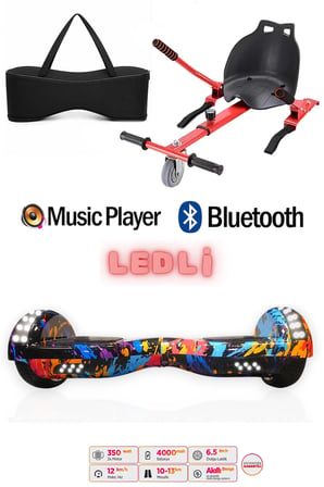 Citymate Elektrikli Kaykay Akıllı Denge Hoverboard + HoverKart + Çanta FULL LEDLİ EXTREM PAKET D26