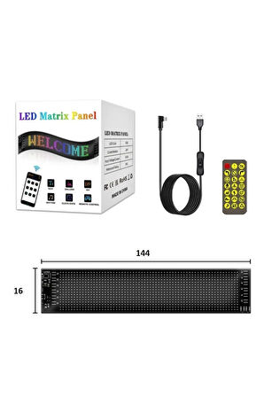 Led Matrix Panel Cama Yapışan Telefon Kontrollü Led Ekran Panel Büyük Boy 16 x 144