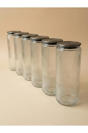 6'lı Set Metal Vakum Kapaklı Cam Saklama Kabı 2000 ML