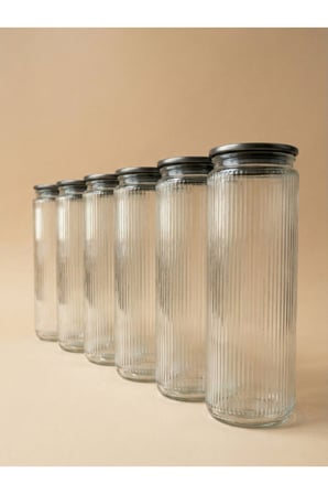 6'lı Set Metal Vakum Kapaklı Cam Saklama Kabı 2000 ML