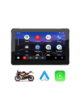 7'' CarPlay Motosiklet Gidon için Su Geçirmez Navigasyon Akıllı Ekran İOS ve Android Uyumlu