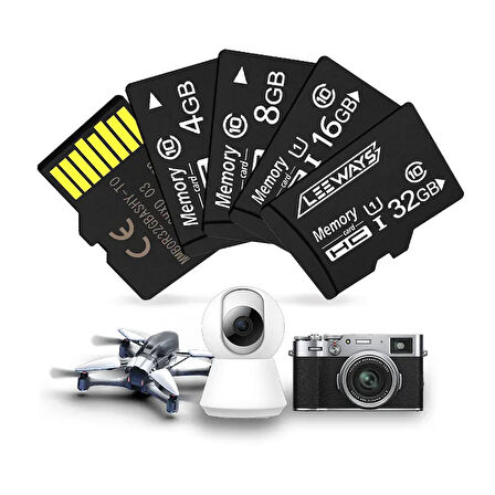 LEEWAYS 32GB Hafıza Kartı 100MB Okuma/Yazma Hızı Adaptörlü