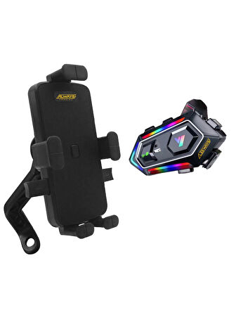 Y20 Kask Kulaklık interkom + Motosiklet Telefon Tutacağı