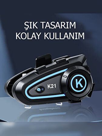 K21 Motosiklet Kask Interkom RGB ışıklı 