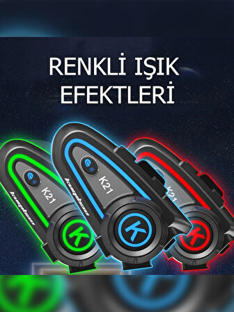 K21 Motosiklet Kask Interkom RGB ışıklı 