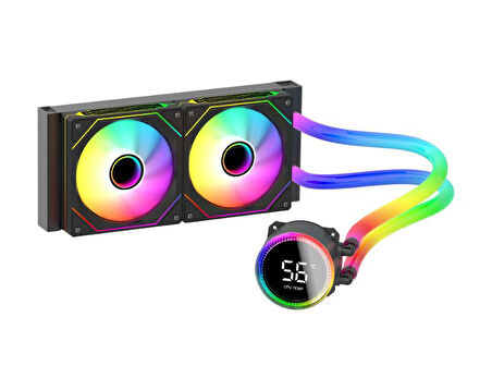 240 PRO White ARGB Intel-AMD Uyumlu Siyah Sıvı Soğutucu ARGB Dijital Isı Göstergeli