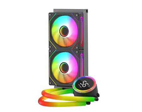 240 PRO White ARGB Intel-AMD Uyumlu Siyah Sıvı Soğutucu ARGB Dijital Isı Göstergeli