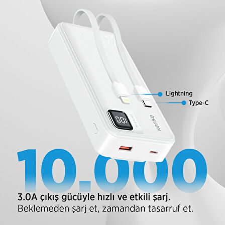 10.000 mAh Powerbank 22.5W Hızlı Şarj Destekli Siyah Renk