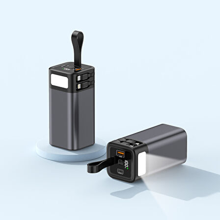 20.000 mAh Powerbank 65W Hızlı Şarj Destekli Dijital Ekran Göstergeli Fenerli