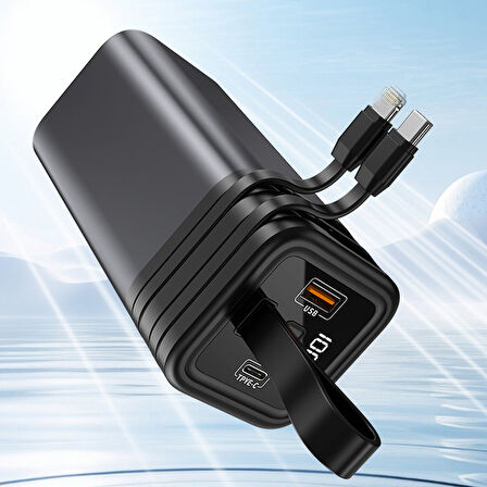 20.000 mAh Powerbank 65W Hızlı Şarj Destekli Dijital Ekran Göstergeli Fenerli