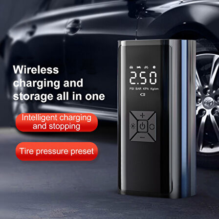 Şarjlı Dijital Göstergeli 120W 150 PSI Lastik Hava Pompası Lastik Kompresör