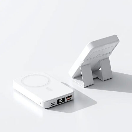 10000 mAh 15W MagSafe Kablosuz Şarj Özellikli Taşınabilir Şarj Cihazı  