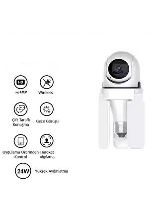 Ev İçi Akıllı Duy Girişli CCTV Güvenlik Kamera ve Led Ampul Ses Özellikli