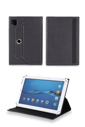 Velvoria Alcatel 1T Premium 10" Tablet Uyumlu Standlı Üniversal Kapaklı Siyah Tablet Kılıfı