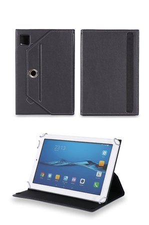 Velvoria Kawai Freeman Free-115 - 10.1" Tablet Uyumlu Standlı Üniversal Kapaklı Siyah Tablet Kılıfı