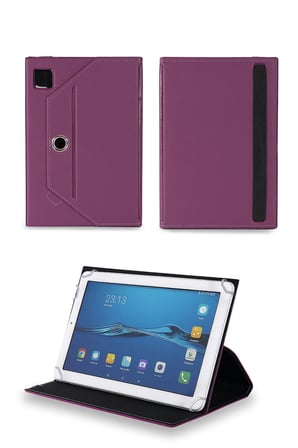 Velvoria Powerway Drn-X1000 10" Tablet Uyumlu Standlı Üniversal Kapaklı Mor Tablet Kılıfı