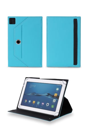 Velvoria Samsung Galaxy Tab E T560 9.6" Tablet Uyumlu Standlı Üniversal Kapaklı Turkuaz Tablet Kılıfı