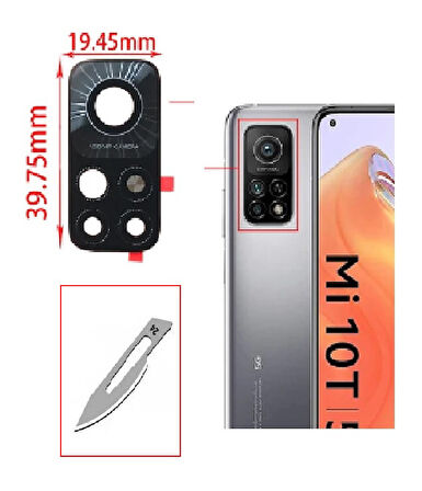 Tkgz Xiaomi Mİ10T Arka Kamera CAM Lensi + Bistüri Ucu