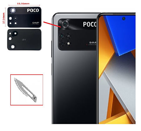 Tkgz Xiaomi POCO M4 PRO Arka Kamera CAM Lensi + Bistüri Ucu