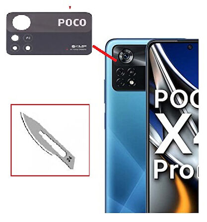 Tkgz Xiaomi POCOPHONE X4 PRO Arka Kamera CAM Lensi + Bistüri Ucu