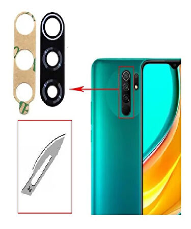 Tkgz Xiaomi Redmi 9 Arka Kamera CAM Lensi + Bistüri Ucu