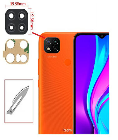 Tkgz Xiaomi Redmi 9A-9C Arka Kamera CAM Lensi + Bistüri Ucu