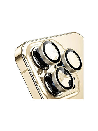 iPhone 14 Pro / 14 Pro Max Kamera Lens Koruyucu ''Safir Cam & Kolay Kurulum'' (Altın)