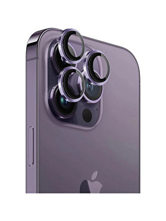 iPhone 14 Pro / 14 Pro Max Kamera Lens Koruyucu ''Safir Cam & Kolay Kurulum'' (Derin Mor)